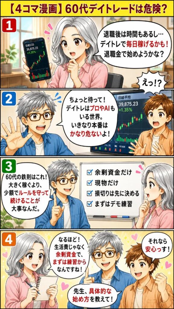 4コマ漫画_60代のデイトレード入門