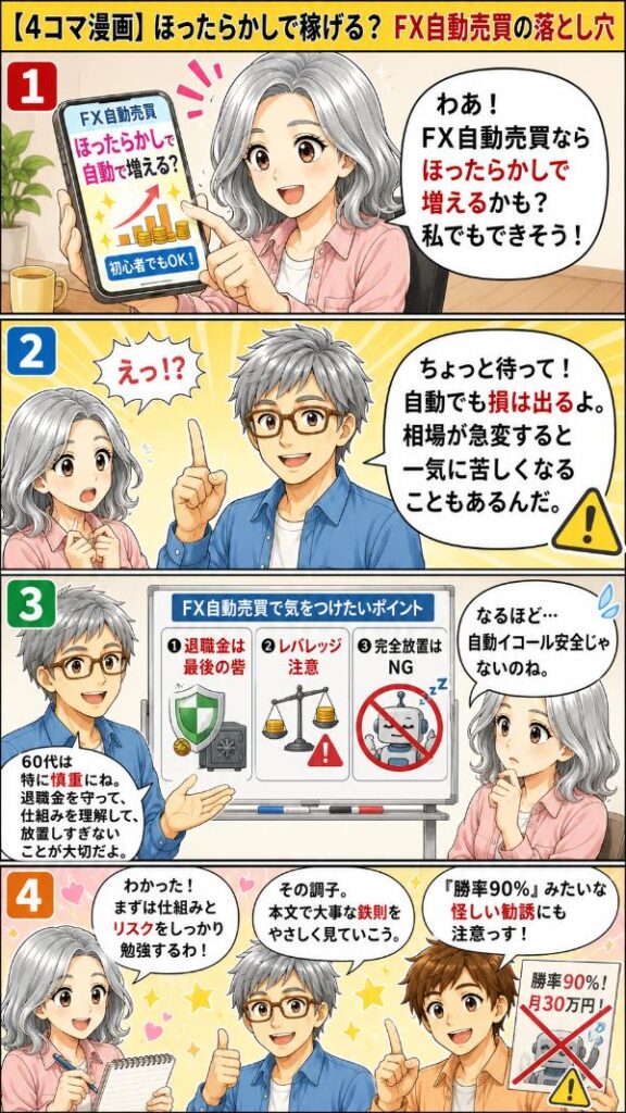 ４コマ漫画_FX自動売買の落とし穴